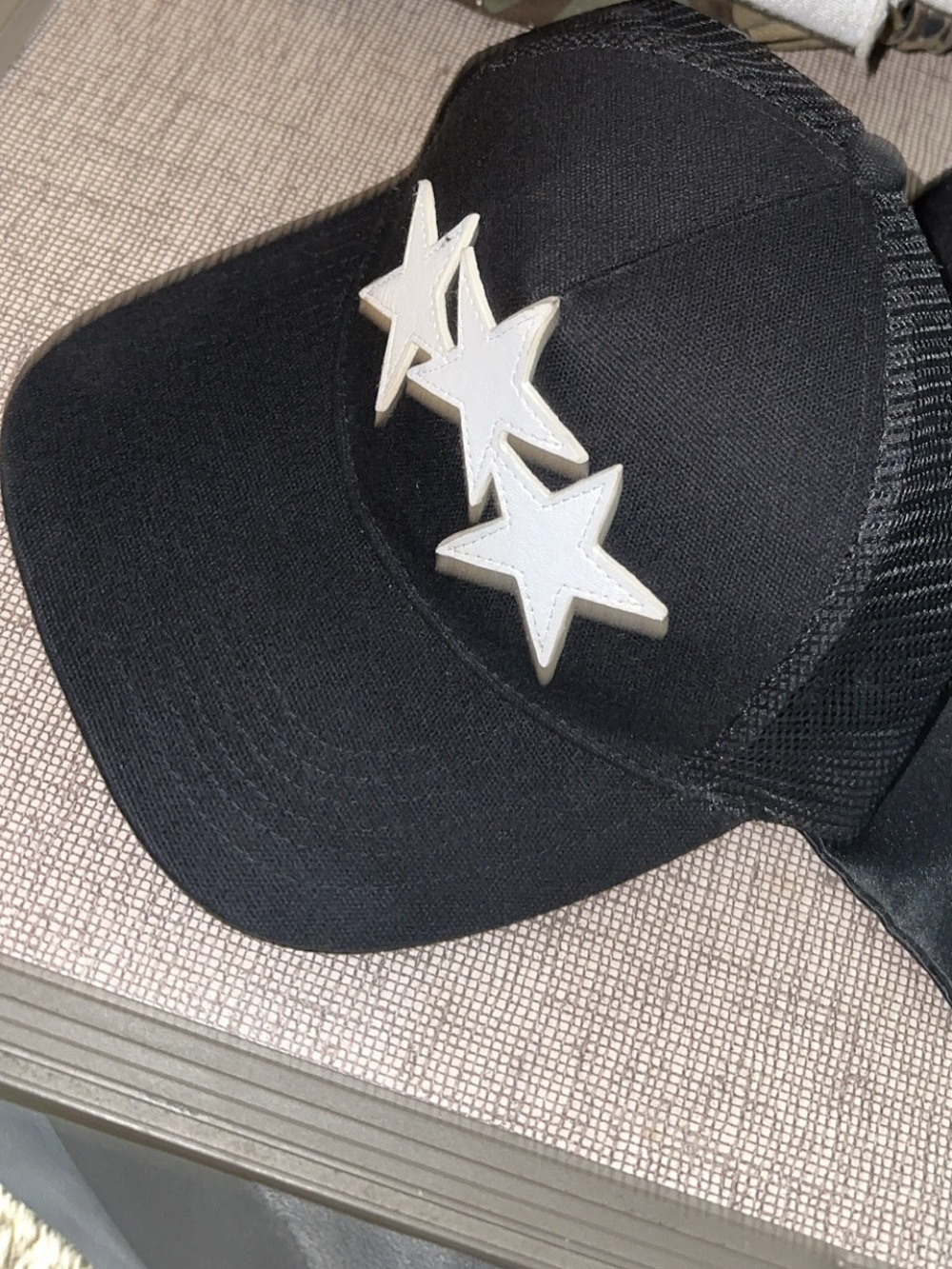 AMIRI Black Trucker Hat with White 3-Star Patch